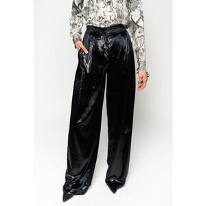 Pinko black sayonara pants shiny wide leg size 4 NEW party